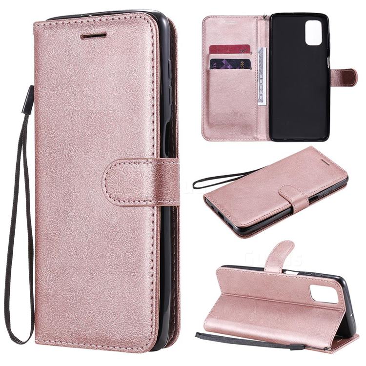Retro Greek Classic Smooth PU Leather Wallet Phone Case for Samsung Galaxy M51 - Rose Gold