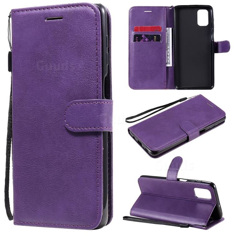 Retro Greek Classic Smooth PU Leather Wallet Phone Case for Samsung Galaxy M51 - Purple