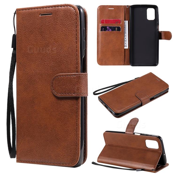 Retro Greek Classic Smooth PU Leather Wallet Phone Case for Samsung Galaxy M51 - Brown