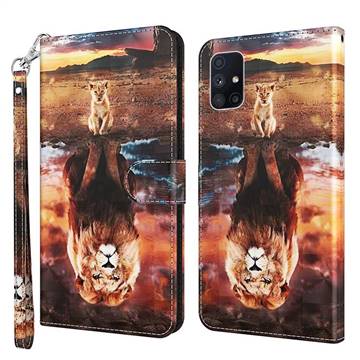 Fantasy Lion 3D Painted Leather Wallet Case for Samsung Galaxy M51