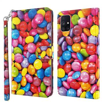 Colorful Jelly Beans 3D Painted Leather Wallet Case for Samsung Galaxy M51