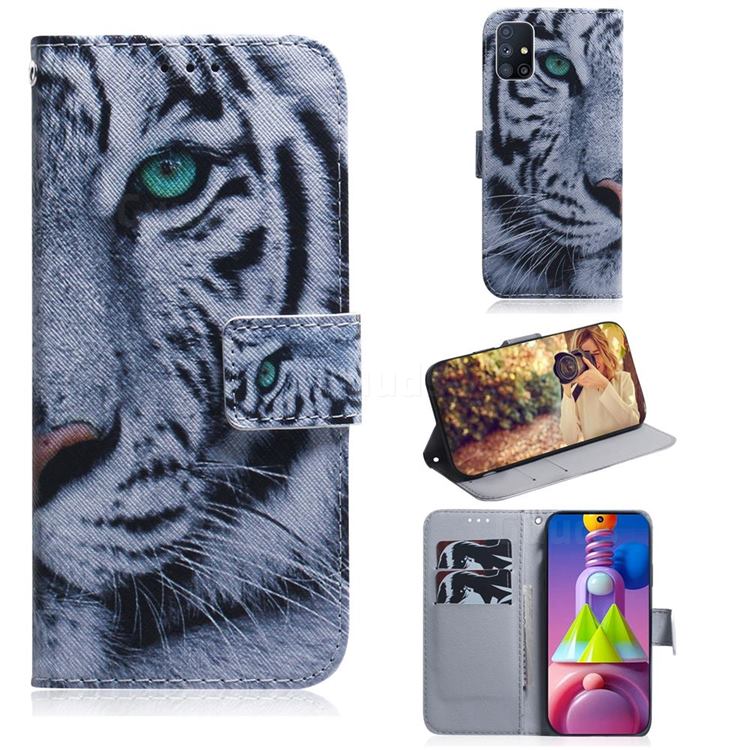 White Tiger PU Leather Wallet Case for Samsung Galaxy M51