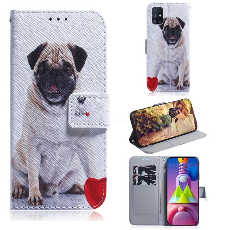 Pug Dog PU Leather Wallet Case for Samsung Galaxy M51