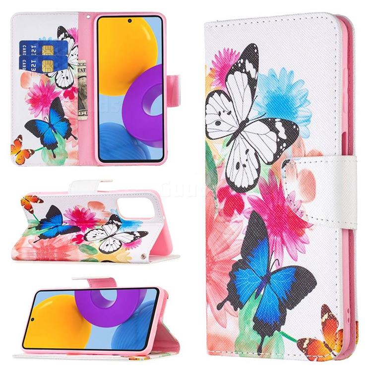 Vivid Flying Butterflies Leather Wallet Case for Samsung Galaxy M52 5G