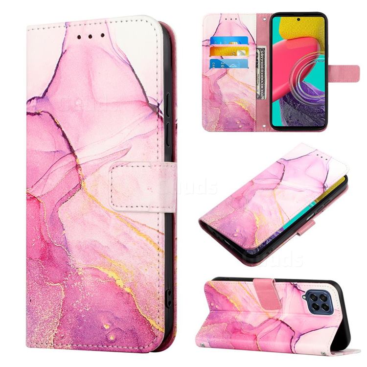 Pink Purple Marble Leather Wallet Protective Case for Samsung Galaxy M53