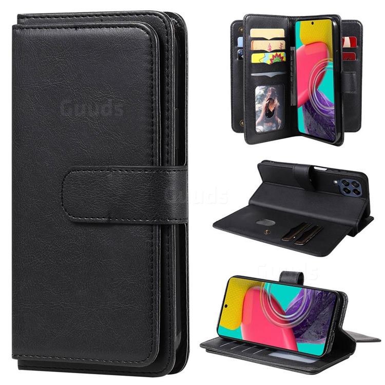 Multi-function Ten Card Slots and Photo Frame PU Leather Wallet Phone Case Cover for Samsung Galaxy M53 - Black
