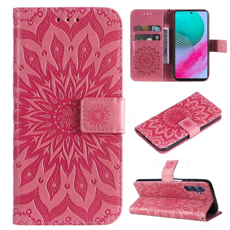 Embossing Sunflower Leather Wallet Case for Samsung Galaxy M54 - Pink