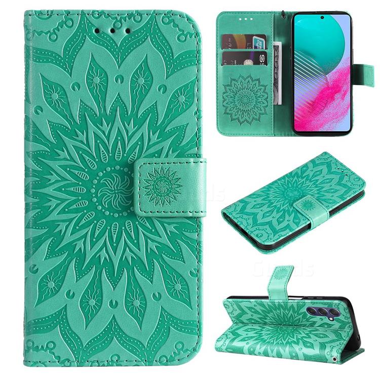 Embossing Sunflower Leather Wallet Case for Samsung Galaxy M54 - Green
