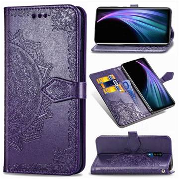 Embossing Imprint Mandala Flower Leather Wallet Case for Sharp AQUOS Zero2 SH-01M - Purple
