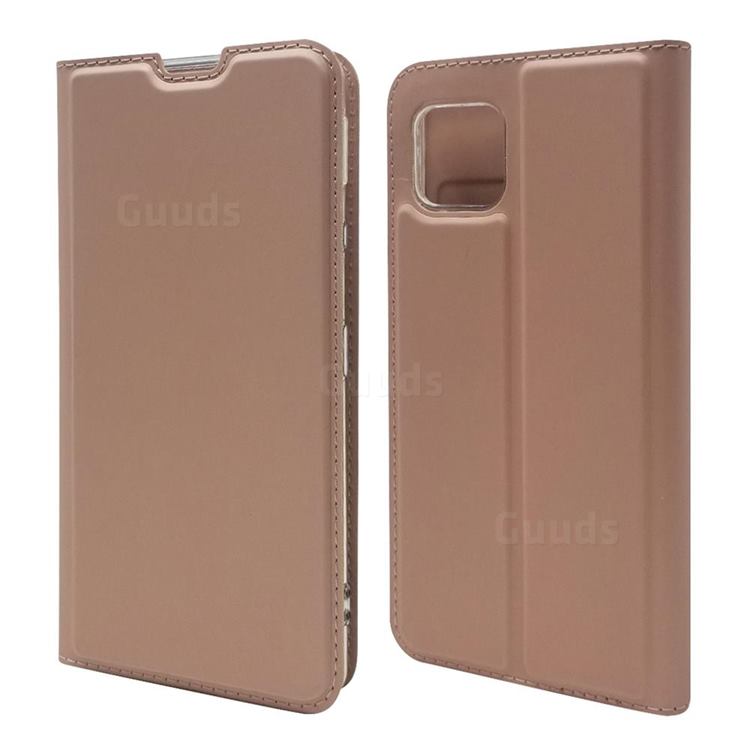 Ultra Slim Card Magnetic Automatic Suction Leather Wallet Case for Sharp AQUOS sense4 SH-41A - Rose Gold