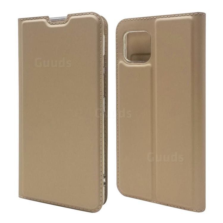 Ultra Slim Card Magnetic Automatic Suction Leather Wallet Case for Sharp AQUOS sense4 SH-41A - Champagne