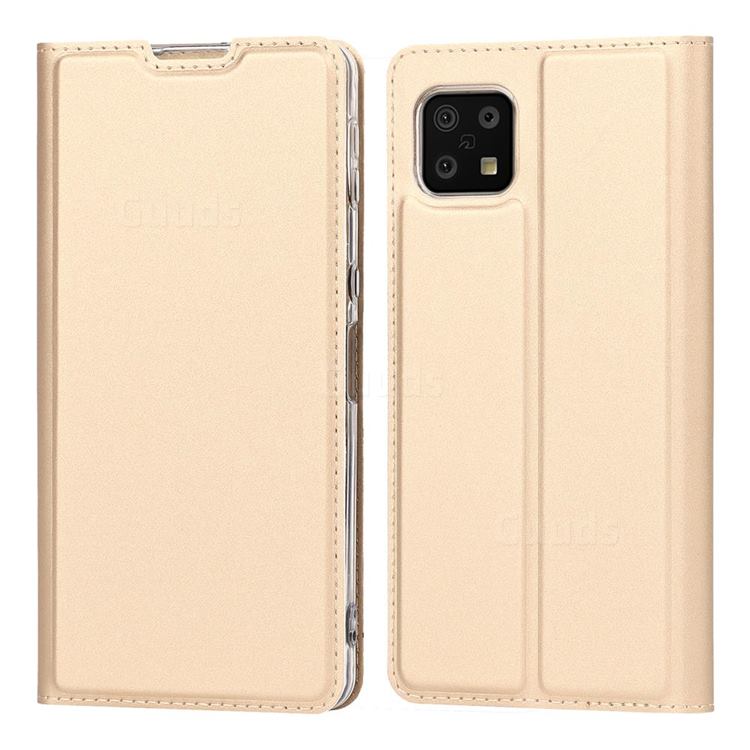 Ultra Slim Card Magnetic Automatic Suction Leather Wallet Case for Sharp AQUOS sense6 SH-54B SHG05 SH-M19 - Champagne