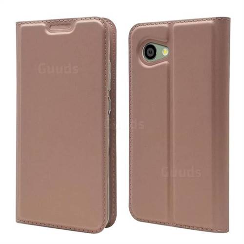 Ultra Slim Card Magnetic Automatic Suction Leather Wallet Case for Sharp Aquos R2 Compact - Rose Gold
