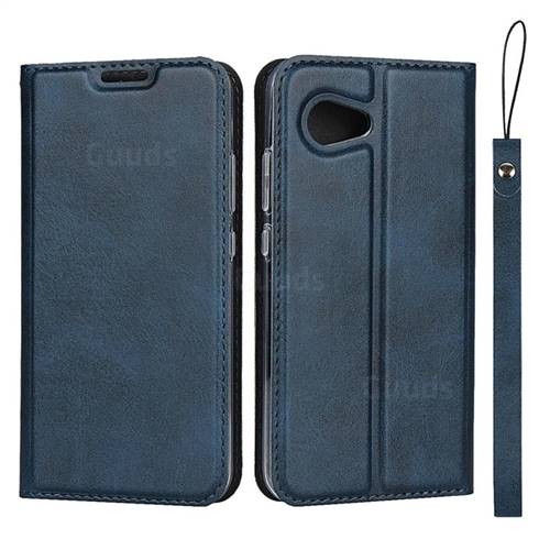 Calf Pattern Magnetic Automatic Suction Leather Wallet Case for Sharp Aquos R2 Compact - Blue