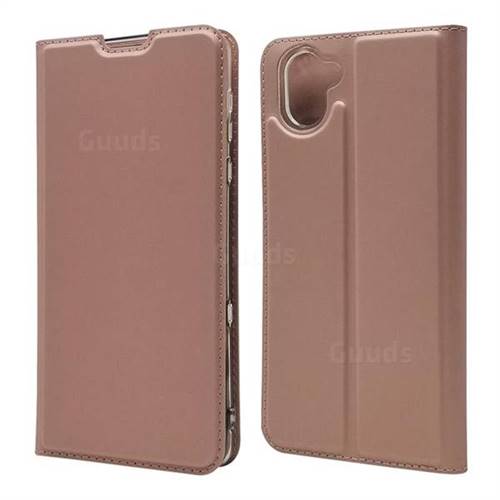 Ultra Slim Card Magnetic Automatic Suction Leather Wallet Case for Sharp AQUOS R3 SHV44 - Rose Gold