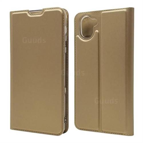 Ultra Slim Card Magnetic Automatic Suction Leather Wallet Case for Sharp AQUOS R3 SHV44 - Champagne