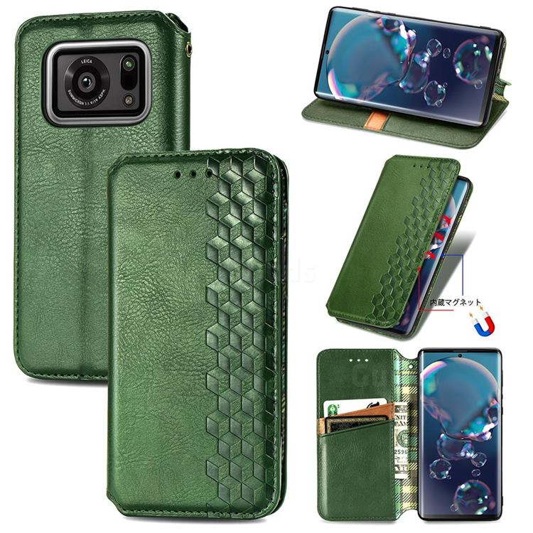 Ultra Slim Fashion Business Card Magnetic Automatic Suction Leather Flip Cover for Sharp AQUOS R6 SH-51B - Green