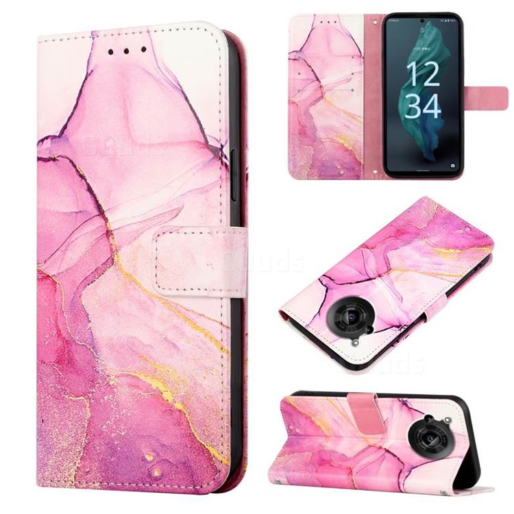 Pink Purple Marble Leather Wallet Protective Case for Sharp AQUOS R7 SH-52C