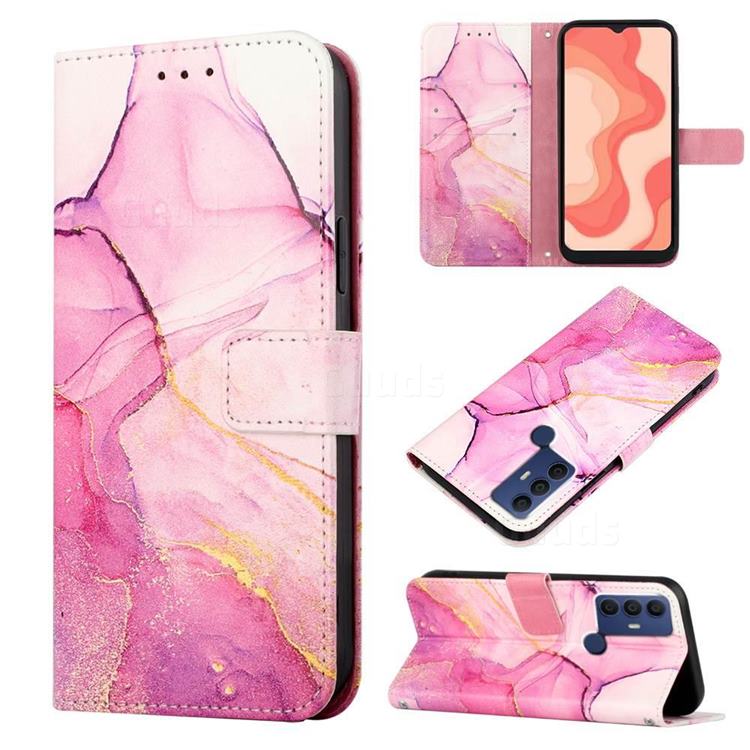 Pink Purple Marble Leather Wallet Protective Case for Sharp AQUOS V6