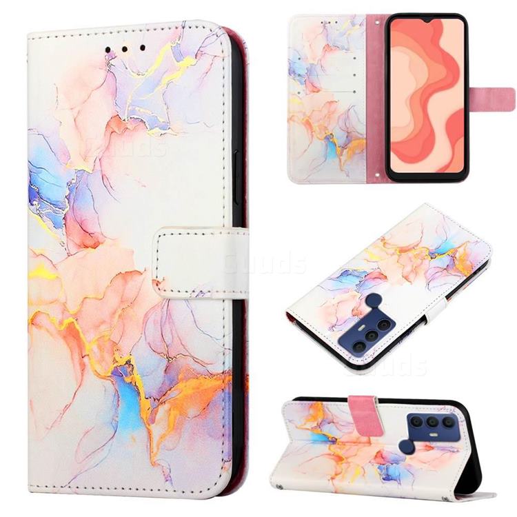 Galaxy Dream Marble Leather Wallet Protective Case for Sharp AQUOS V6