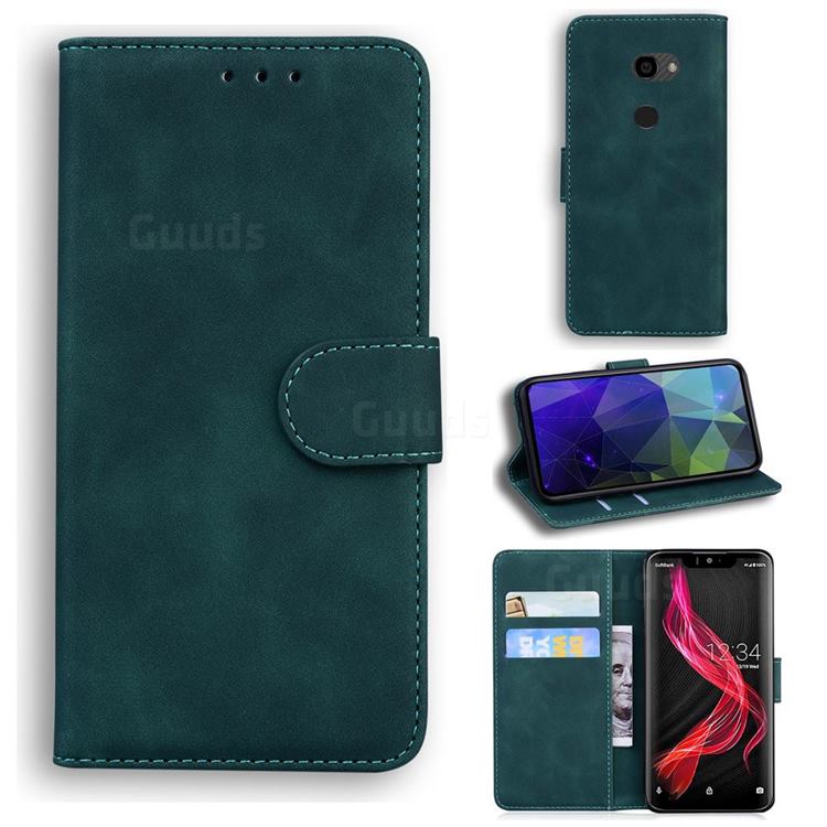 Retro Classic Skin Feel Leather Wallet Phone Case for Sharp Aquos Zero - Green