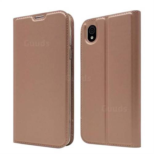 Ultra Slim Card Magnetic Automatic Suction Leather Wallet Case for Sharp AQUOS sense plus SH-M07 - Rose Gold