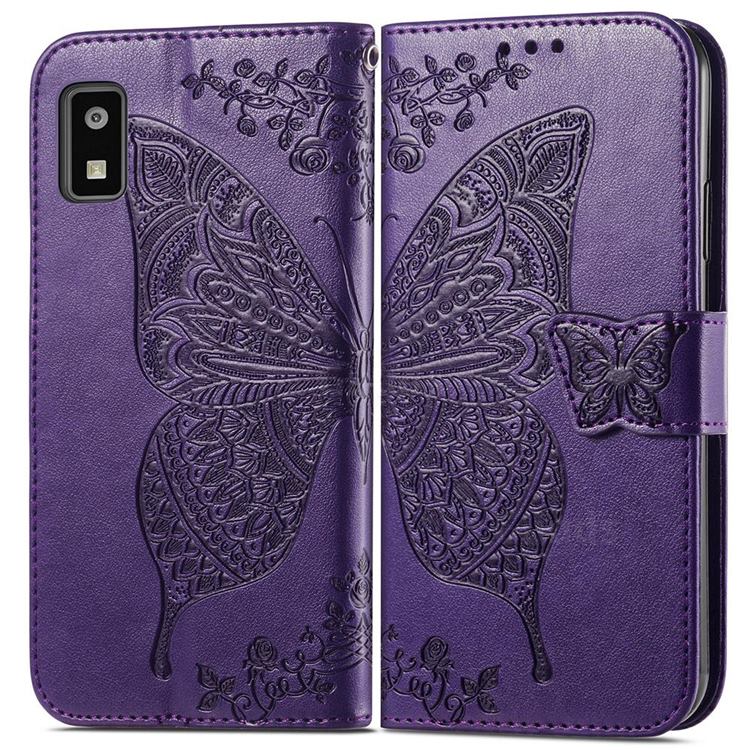 Embossing Mandala Flower Butterfly Leather Wallet Case for Sharp