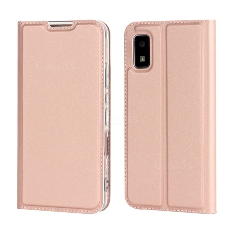 Ultra Slim Card Magnetic Automatic Suction Leather Wallet Case for Sharp AQUOS wish SH-M20 SHG06 - Rose Gold
