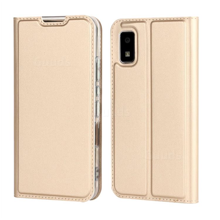 Ultra Slim Card Magnetic Automatic Suction Leather Wallet Case for Sharp AQUOS wish SH-M20 SHG06 - Champagne