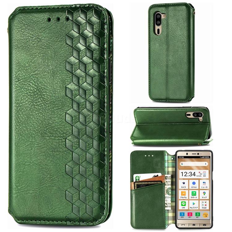 Ultra Slim Fashion Business Card Magnetic Automatic Suction Leather Flip Cover for Sharp Simple Sumaho5 - Green