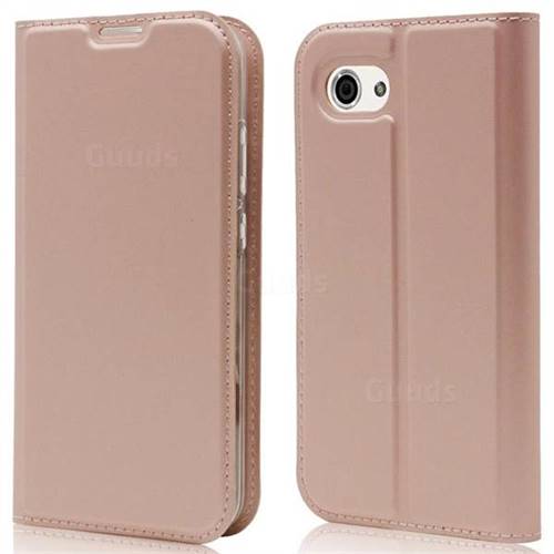 Ultra Slim Card Magnetic Automatic Suction Leather Wallet Case for Sharp AQUOS R Compact SHV41 - Rose Gold