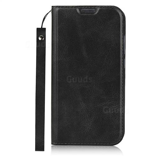 Calf Pattern Magnetic Automatic Suction Leather Wallet Case For Sharp Aquos R Compact Shv41 Black Leather Case Guuds
