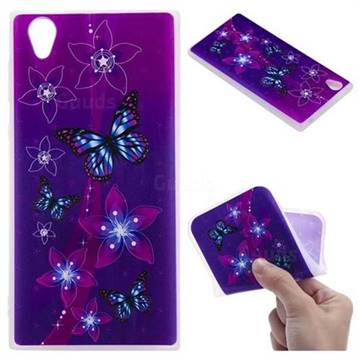 Butterfly Flowers 3D Relief Matte Soft TPU Back Cover for Sony Xperia L1 / Sony E6