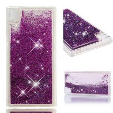 Dynamic Liquid Glitter Quicksand Sequins TPU Phone Case for Sony Xperia L1 / Sony E6 - Purple