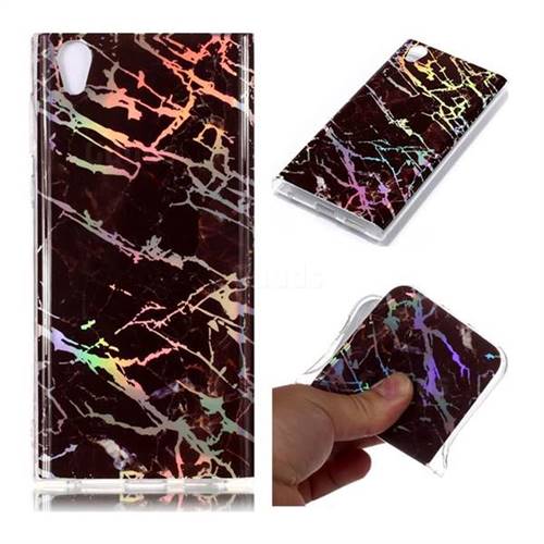Black Brown Marble Pattern Bright Color Laser Soft TPU Case for Sony Xperia L1 / Sony E6