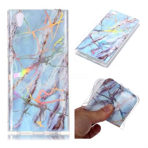 Light Blue Marble Pattern Bright Color Laser Soft TPU Case for Sony Xperia L1 / Sony E6