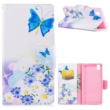 Butterflies Flowers Leather Wallet Case for Sony Xperia L1 / Sony E6
