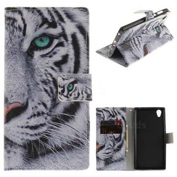 White Tiger PU Leather Wallet Case for Sony Xperia L1 / Sony E6
