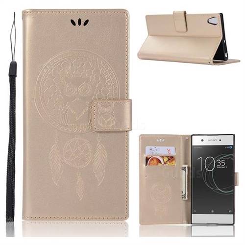 Intricate Embossing Owl Campanula Leather Wallet Case for Sony Xperia L1 / Sony E6 - Champagne