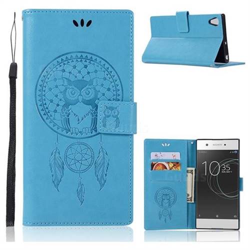 Intricate Embossing Owl Campanula Leather Wallet Case for Sony Xperia L1 / Sony E6 - Blue