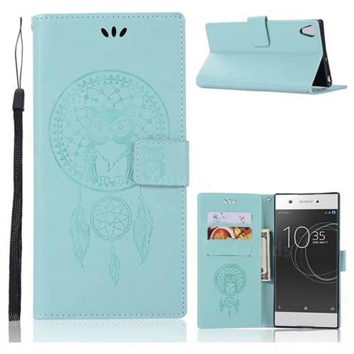 Intricate Embossing Owl Campanula Leather Wallet Case for Sony Xperia L1 / Sony E6 - Green