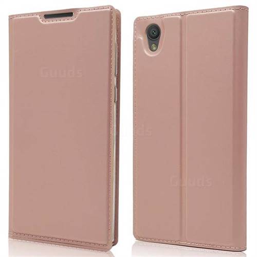 Ultra Slim Card Magnetic Automatic Suction Leather Wallet Case for Sony Xperia L1 / Sony E6 - Rose Gold