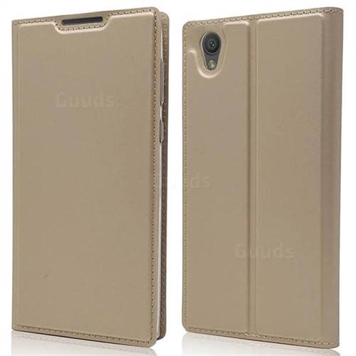 Ultra Slim Card Magnetic Automatic Suction Leather Wallet Case for Sony Xperia L1 / Sony E6 - Champagne