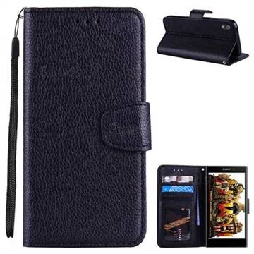 Litchi Pattern PU Leather Wallet Case for Sony Xperia L1 / Sony E6 - Black
