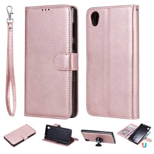 Retro Greek Detachable Magnetic PU Leather Wallet Phone Case for Sony Xperia L1 / Sony E6 - Rose Gold