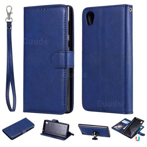 Retro Greek Detachable Magnetic PU Leather Wallet Phone Case for Sony Xperia L1 / Sony E6 - Blue