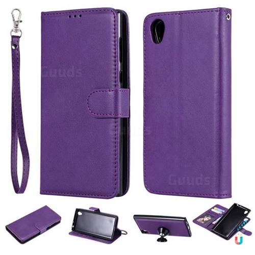 Retro Greek Detachable Magnetic PU Leather Wallet Phone Case for Sony Xperia L1 / Sony E6 - Purple