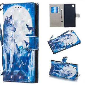 Ice Wolf 3D Painted Leather Wallet Phone Case for Sony Xperia L1 / Sony E6