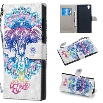 Colorful Elephant 3D Painted Leather Wallet Phone Case for Sony Xperia L1 / Sony E6