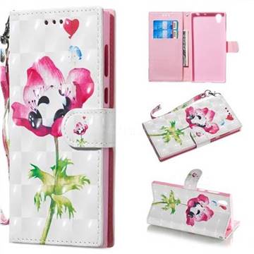 Flower Panda 3D Painted Leather Wallet Phone Case for Sony Xperia L1 / Sony E6